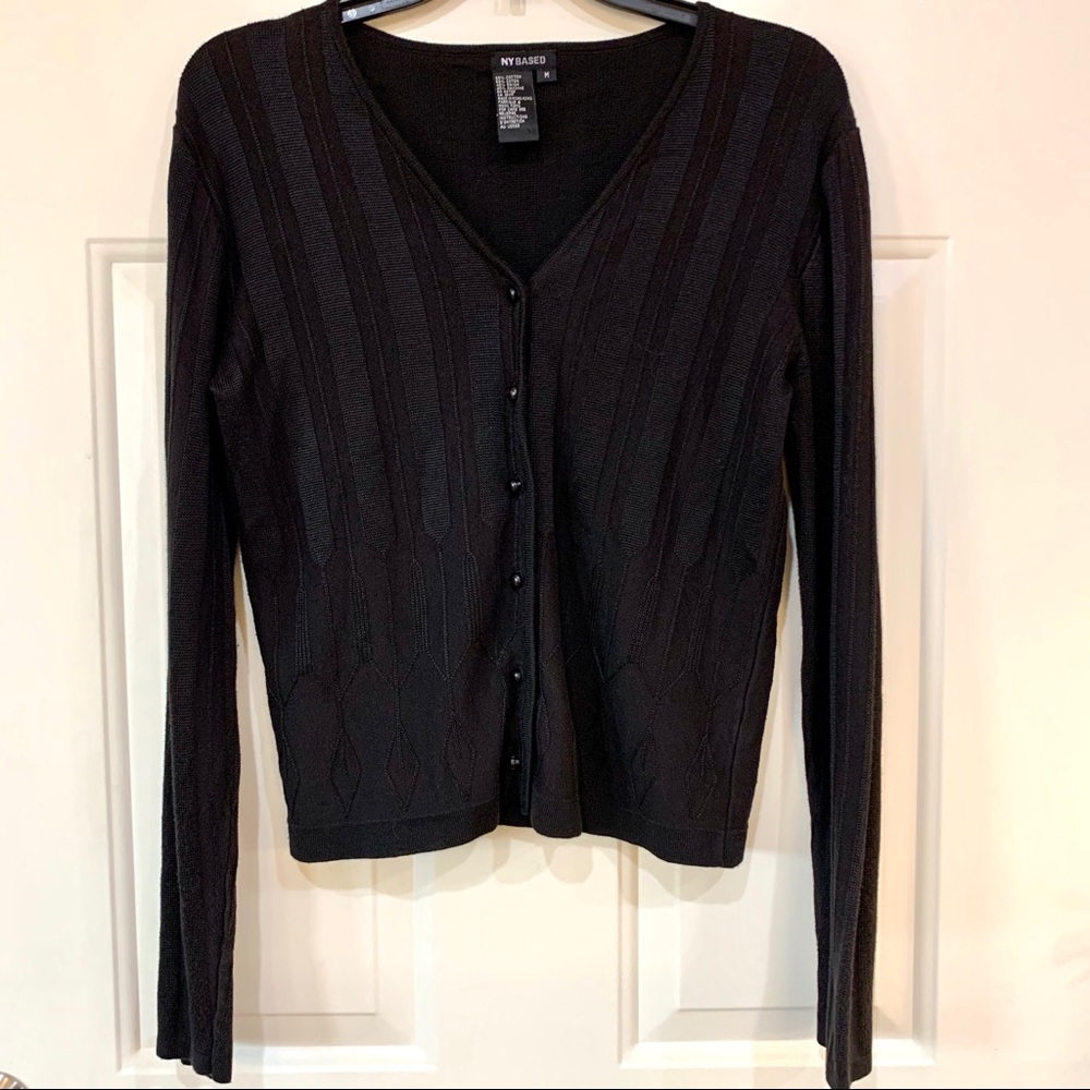 Black Geometric Soft Cardigan & Shell Set Medium